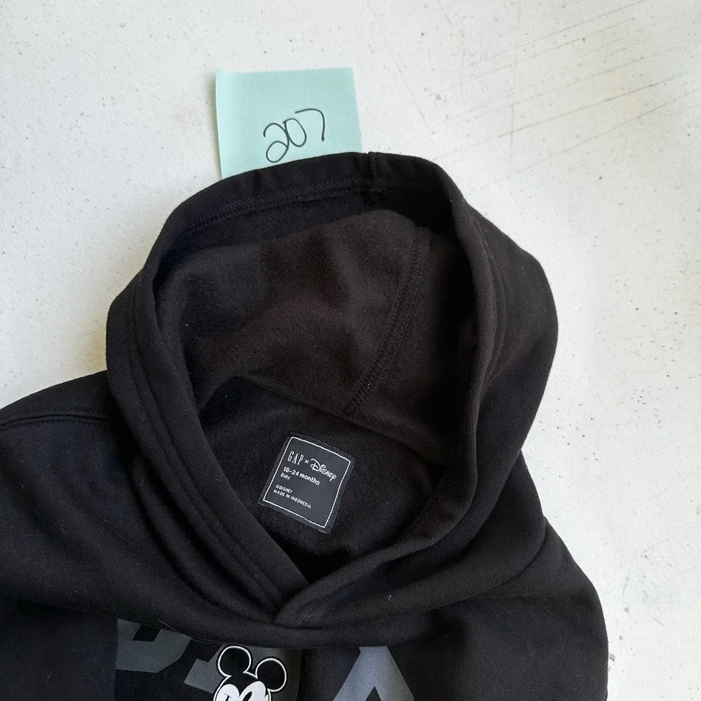 Disney Gap Mickey Mouse Black Hoodie Pullover 12-18 Months Toddler Boys Girls